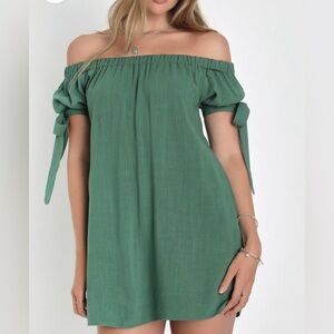 Lulus Off The Shoulder Olive Dress. Medium